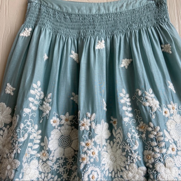 Anthropologie Blue Tassel Embroidered Skirt - Picture 7 of 15